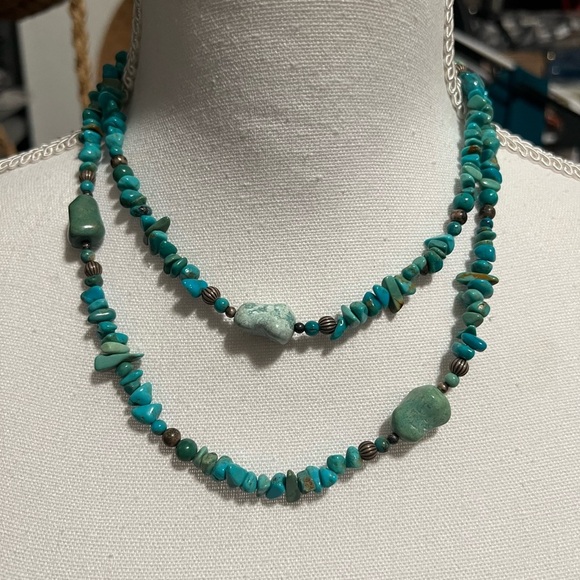 Carolyn Pollack Jewelry - Carolyn Pollack Sterling Silver Green & Blue Turquoise Beaded 36" Necklace